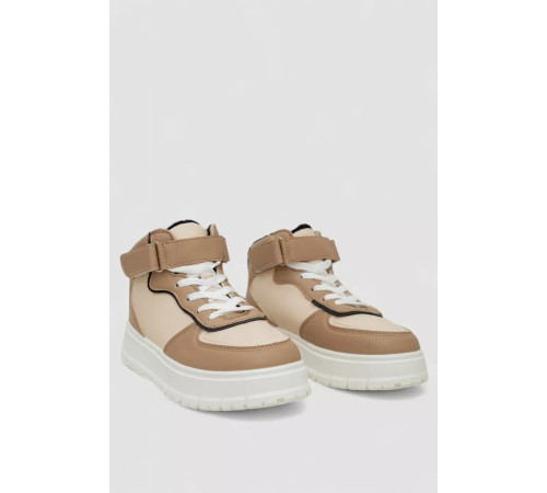 Кросівки жіночі зимові на хутрі, колір бежево-чорний, 248RMB04-93