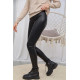 Черные лосины на флисе, из эко-кожи, 102R271