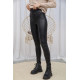 Черные лосины на флисе, из эко-кожи, 102R271