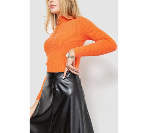 Женская кофта на молнии в рубчик, цвет оранжевый, 204R041