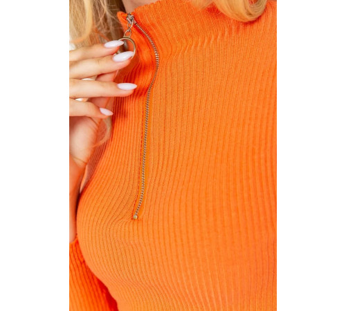 Женская кофта на молнии в рубчик, цвет оранжевый, 204R041