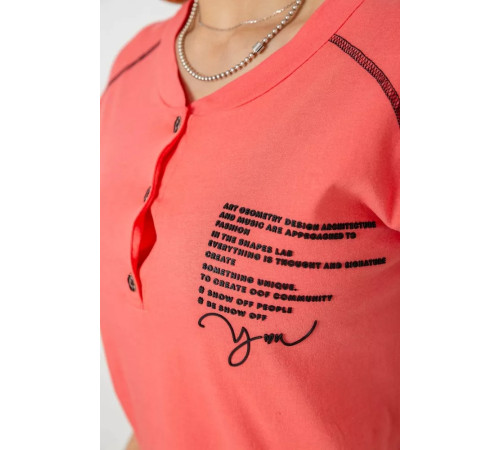 Пижама женская с принтом, цвет коралловый, 243R0004-P8