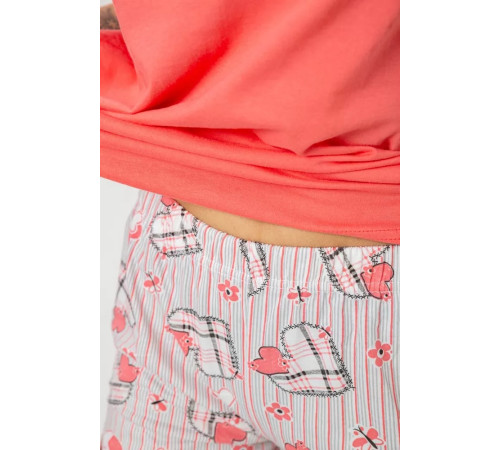 Пижама женская с принтом, цвет коралловый, 243R0004-P8
