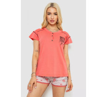 Пижама женская с принтом, цвет коралловый, 243R0004-P8