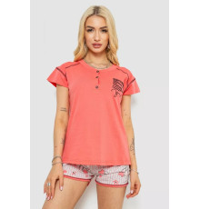 Піжама жіноча з принтом, колір кораловий, 243R0004-P8