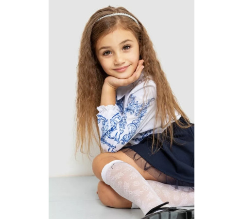 Блузка ошатна для дівчаток, колір біло-синій, 172R026-1