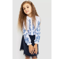 Блузка нарядная для девочек, цвет бело-синий, 172R026-1.