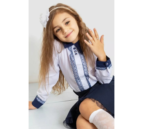Блузка ошатна для дівчаток, колір біло-синій, 172R205-5