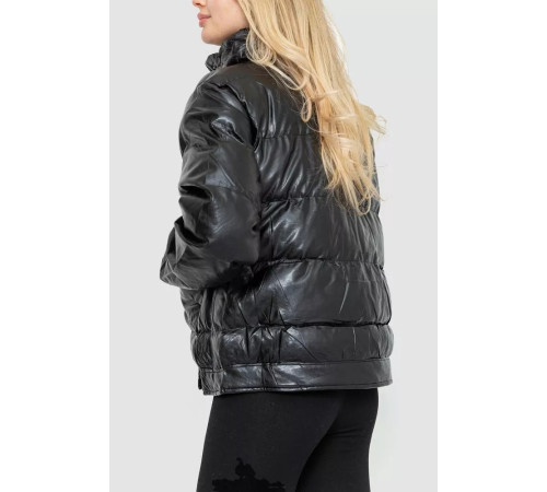 Куртка жіноча демісезонна екошкіра, колір чорний, 243R205