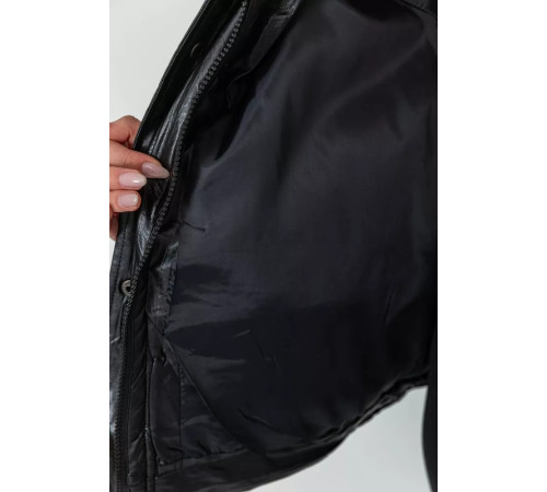 Куртка жіноча демісезонна екошкіра, колір чорний, 243R205