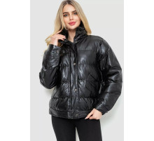 Куртка жіноча демісезонна екошкіра, колір чорний, 243R205