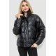 Куртка жіноча демісезонна екошкіра, колір чорний, 243R205