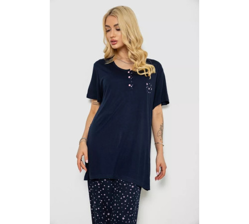Піжама жіноча з принтом, колір синій, 243R7031