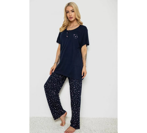 Піжама жіноча з принтом, колір синій, 243R7031