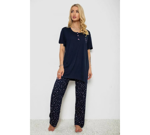 Піжама жіноча з принтом, колір синій, 243R7031