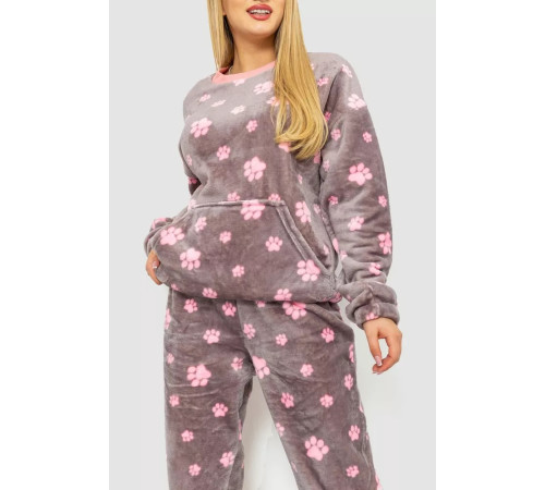 Піжама жіноча плюшева, колір сіро-рожевий, 102R5241