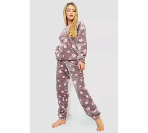 Піжама жіноча плюшева, колір сіро-рожевий, 102R5241