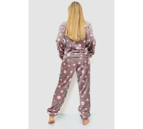 Піжама жіноча плюшева, колір сіро-рожевий, 102R5241