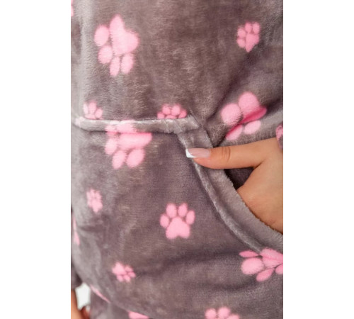 Піжама жіноча плюшева, колір сіро-рожевий, 102R5241