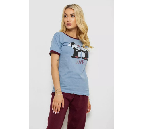 Піжама жіноча з принтом, колір джинс, 243R30019
