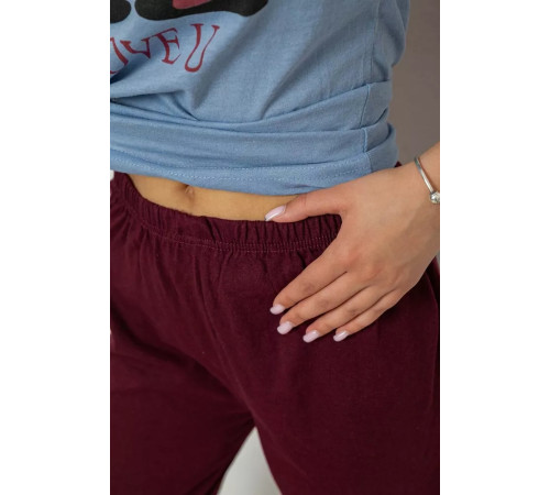 Піжама жіноча з принтом, колір джинс, 243R30019