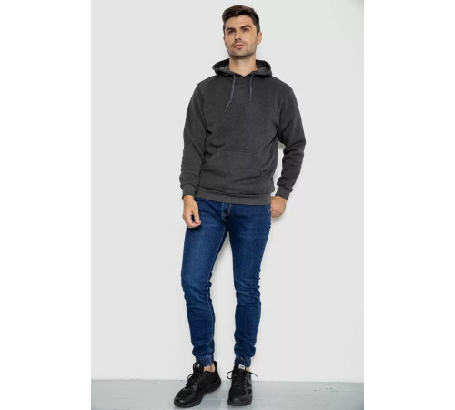 Худі чоловічий на флісі з капюшоном, колір темно-сірий, 244R2517