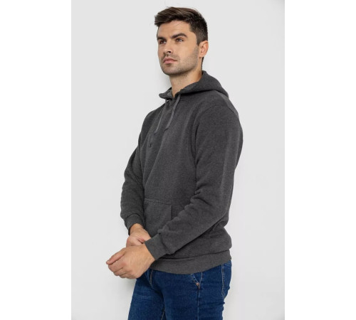 Худі чоловічий на флісі з капюшоном, колір темно-сірий, 244R2517