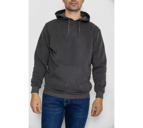 Худі чоловічий на флісі з капюшоном, колір темно-сірий, 244R2517