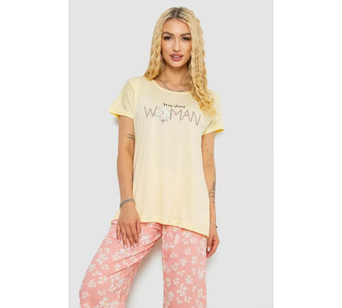 Женская пижама с принтом, цвет желтый, 243R7075
