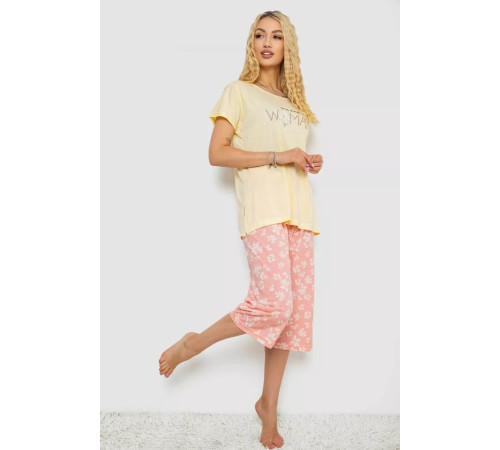 Женская пижама с принтом, цвет желтый, 243R7075
