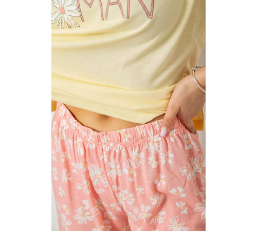 Женская пижама с принтом, цвет желтый, 243R7075