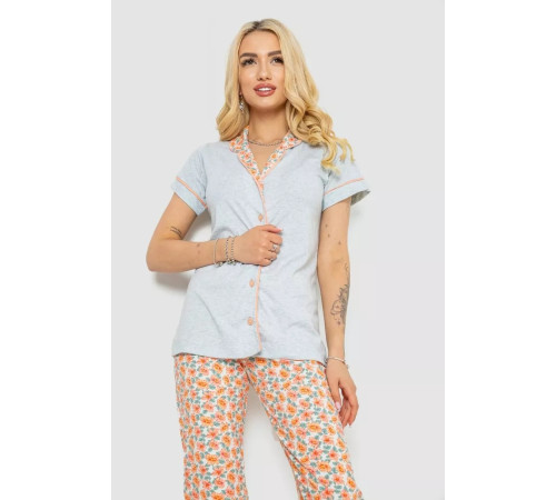 Женская пижама с принтом, цвет серый, 243R19013