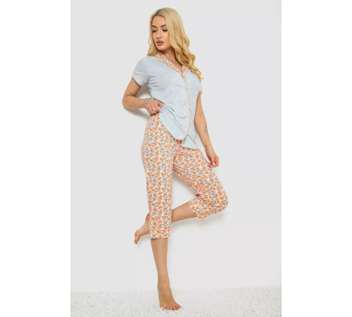 Женская пижама с принтом, цвет серый, 243R19013