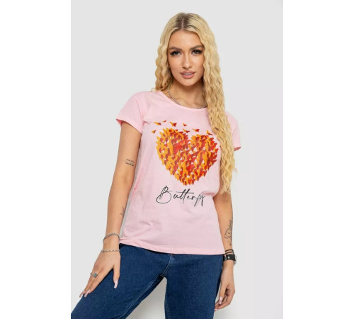 Женская футболка с принтом, цвет розовый, 244R2204