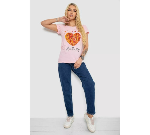 Женская футболка с принтом, цвет розовый, 244R2204