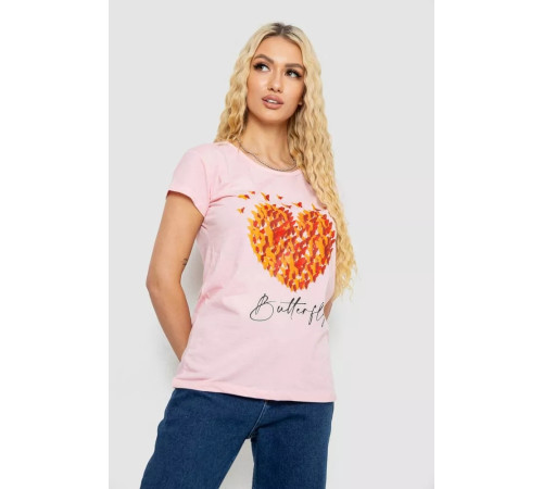 Женская футболка с принтом, цвет розовый, 244R2204