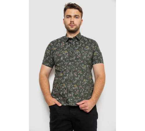 Сорочка чоловіча з принтом, колір хакі, 214R6917-9