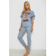 Піжама жіноча з принтом, колір джинс, 243R15408