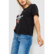 Футболка жіноча з принтом, колір чорний, 221R3016