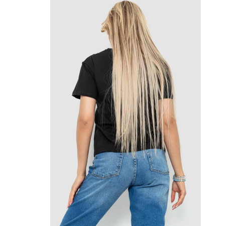 Футболка жіноча з принтом, колір чорний, 221R3016