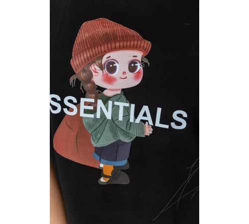 Футболка жіноча з принтом, колір чорний, 221R3016