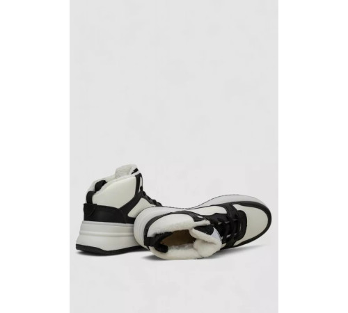 Кроссовки женские зимние на меху, цвет бело-черный, 248RAM09