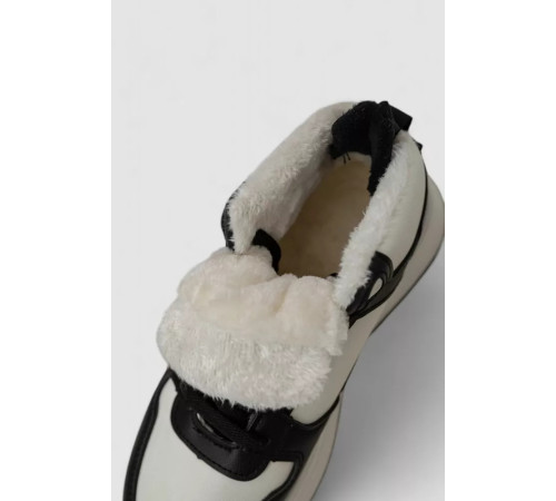 Кроссовки женские зимние на меху, цвет бело-черный, 248RAM09