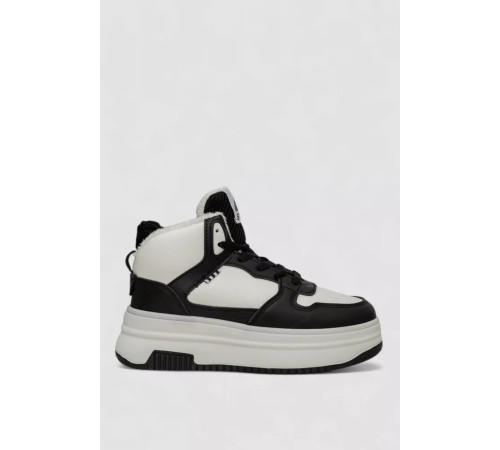 Кроссовки женские зимние на меху, цвет бело-черный, 248RAM09