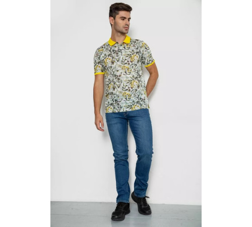 Поло чоловіче з принтом, колір жовто-молочний, 247R307