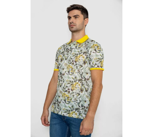 Поло чоловіче з принтом, колір жовто-молочний, 247R307