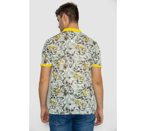 Поло чоловіче з принтом, колір жовто-молочний, 247R307