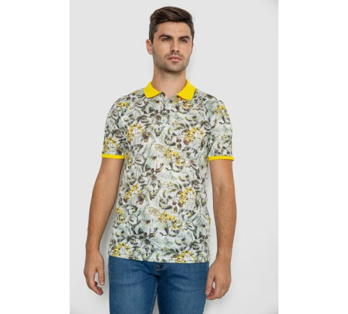 Поло чоловіче з принтом, колір жовто-молочний, 247R307