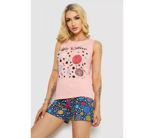 Пижама женская с принтом, цвет персиковый, 243R24494.