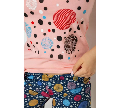 Пижама женская с принтом, цвет персиковый, 243R24494.